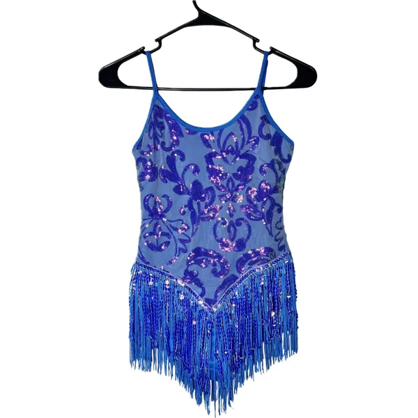 NWOT Sequin Fringe Bodysuit Sparkly Tassel Dance Rave Costume XS - Image 7