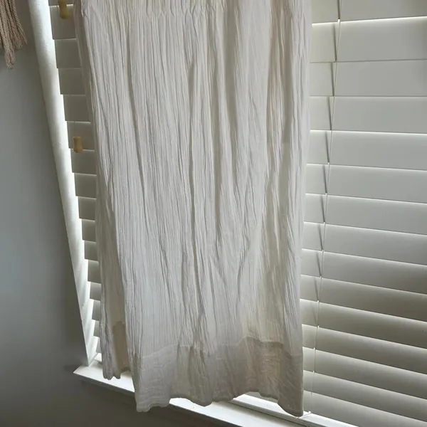 Free People White cotton Crinkle Maxi Dress Open Back Romantic Boho Fairycore XS - Image 6