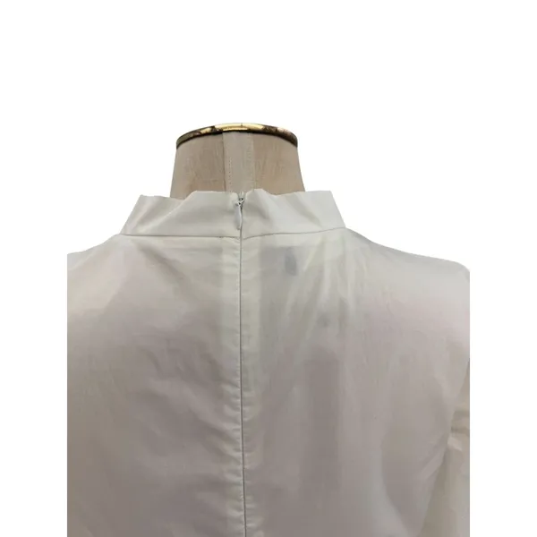 Marni White Cotton Mock Neck Peplum Blouse Top White Italy‎ 38 US 2 - Image 7
