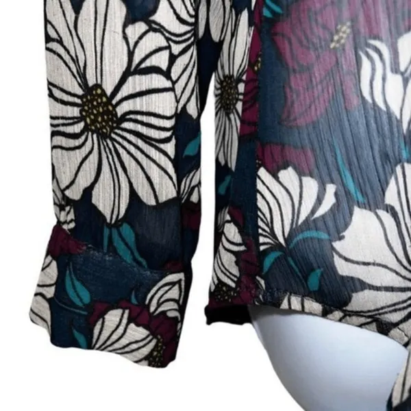 KUT FROM THE KLOTH Sinclair Floral‎ Semi Sheer Button Down Blouse EUC Size S - Image 4
