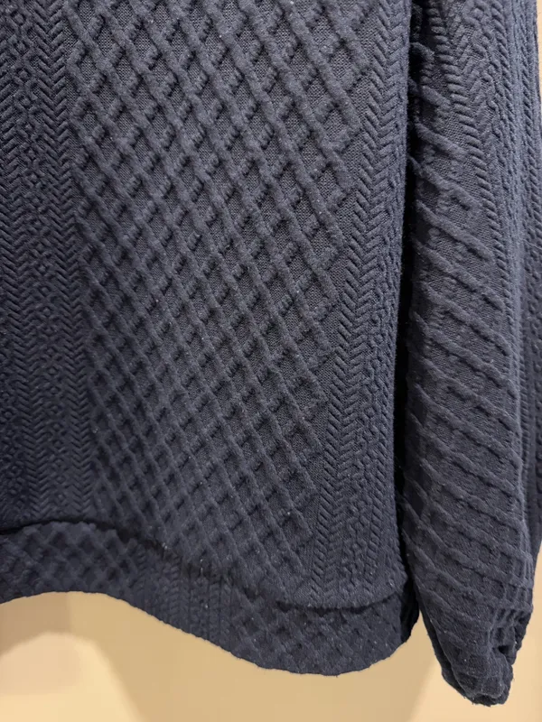 Oddy Textured Quarter Zip Pullover and Wide Leg Pants Matching Loungewear Set Navy / Midnight Blue - Image 8