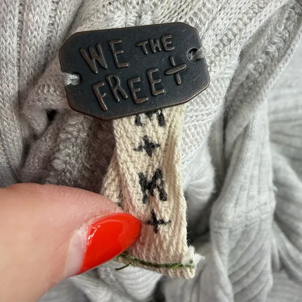 We The Free People Sweater M Medium Love Split Tunic Blue‎ Ribbed OB519393 Gray - Image 6