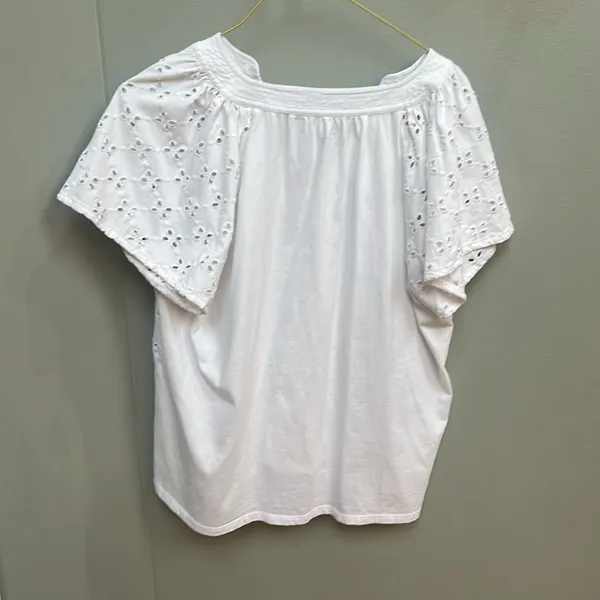 LOFT Cream Boxy Short Sleeve Blouse - Image 4