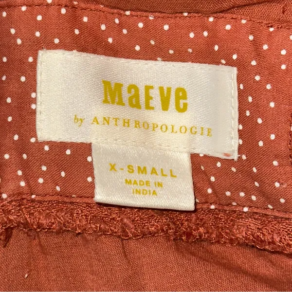 Maeve Anthropologie Women’s Size XS Rust Orange Twist Front Linen Mini Dress - Image 9