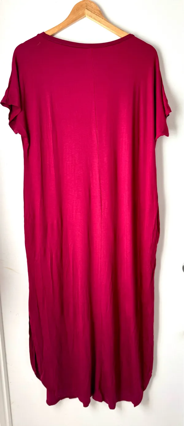 Red Maxi T-shirt Dress, Medium - Image 2