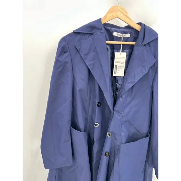 Meaneor Women Navy Blue Double Breasted Lightweight Jacket XXL‎ Trench Coat - Image 3