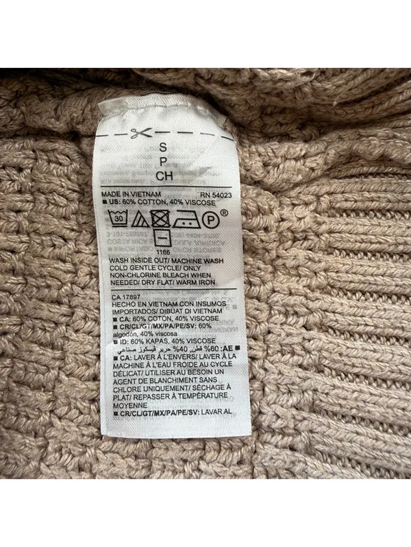 Old Navy Women’s Small Taupe Waffle Knit Tunic Sweater Cotton Viscose Crewneck - Image 5