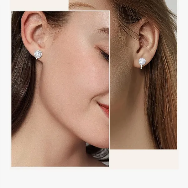 Sparking Hypoallergenic Cubic Zirconia Clip on Earrings 9mm NEW - Image 2
