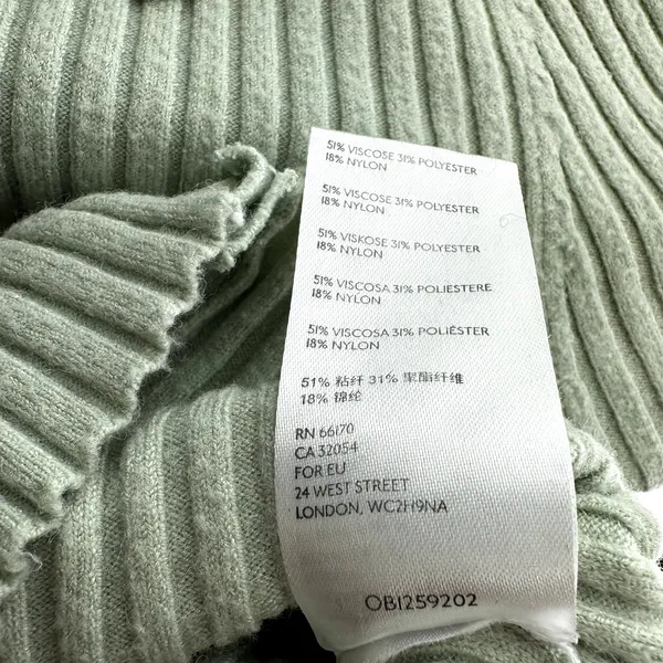 Urban Outfitters Skylar Ribbed Button-front Cropped Sweater Top Collar Green XS - Image 4