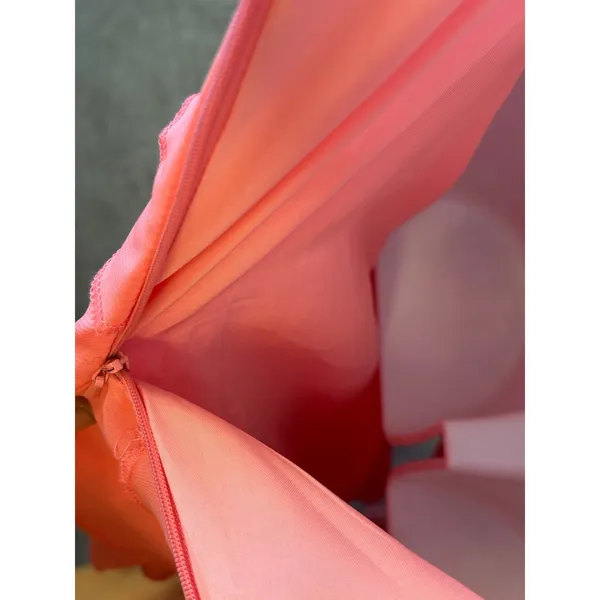 Coral‎ Pink Tiered Ruffle Halter Maxi Dress Corset Bodice Formal Gown - Image 7