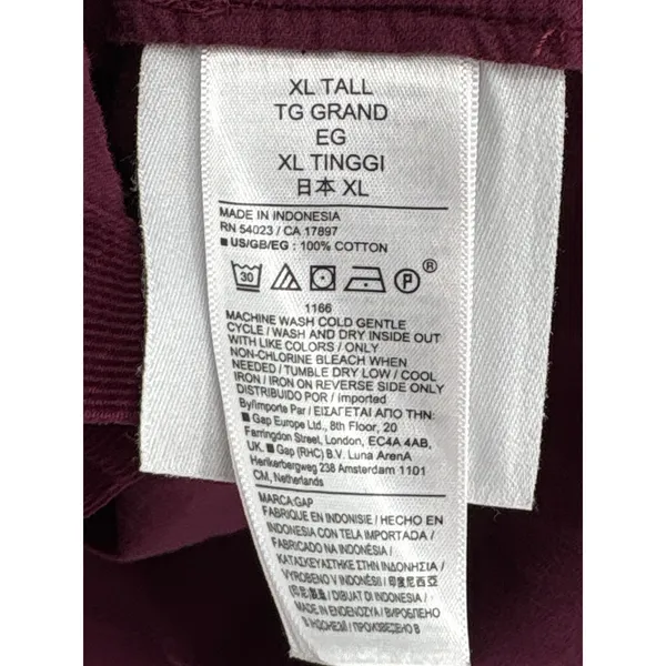 Gap Corduroy Ruffle Shirt Womens XL Tall Burgundy Long Sleeve Button Up - Image 8