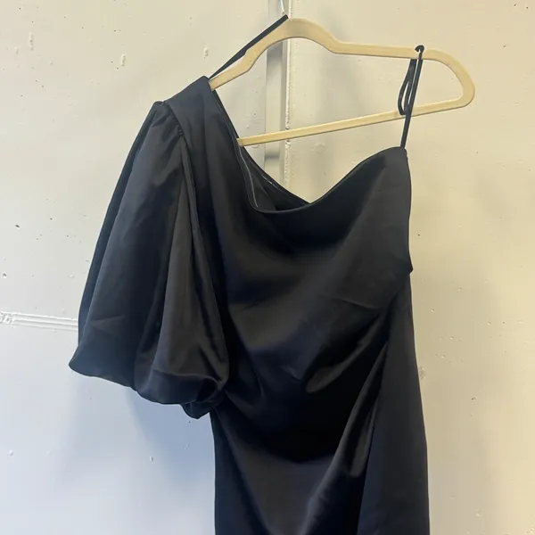Imperial‎ Fashion Italian Black One Shoulder Puff Sleeve Mini Dress Party Small - Image 3