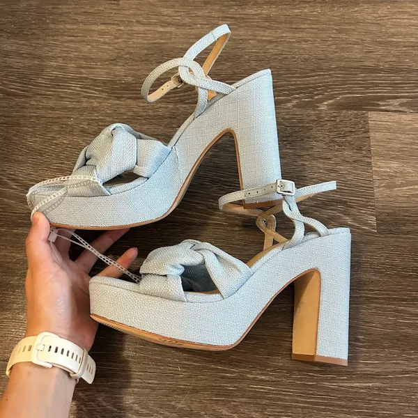 Antonio Melani Mya Linen Braided Platform Sandals in Light Blue - Image 3