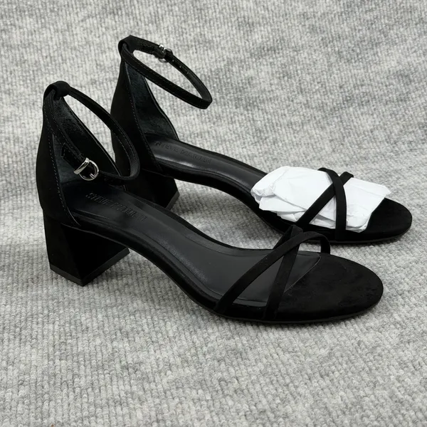 Steve Madden Size-6M Rae Black Suede Block Heel Ankle Strap Sandals - Image 2