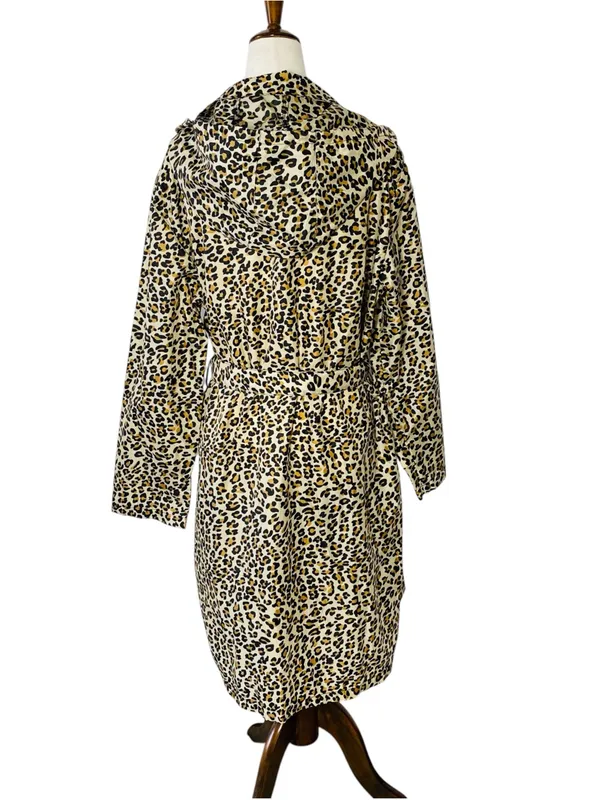 VINTAGE AQUA STOP Leopard Longline Rain Jacket Tan Size L - Image 4