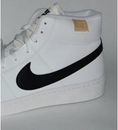 Nike white leather high tops with black swoosh - Image 9