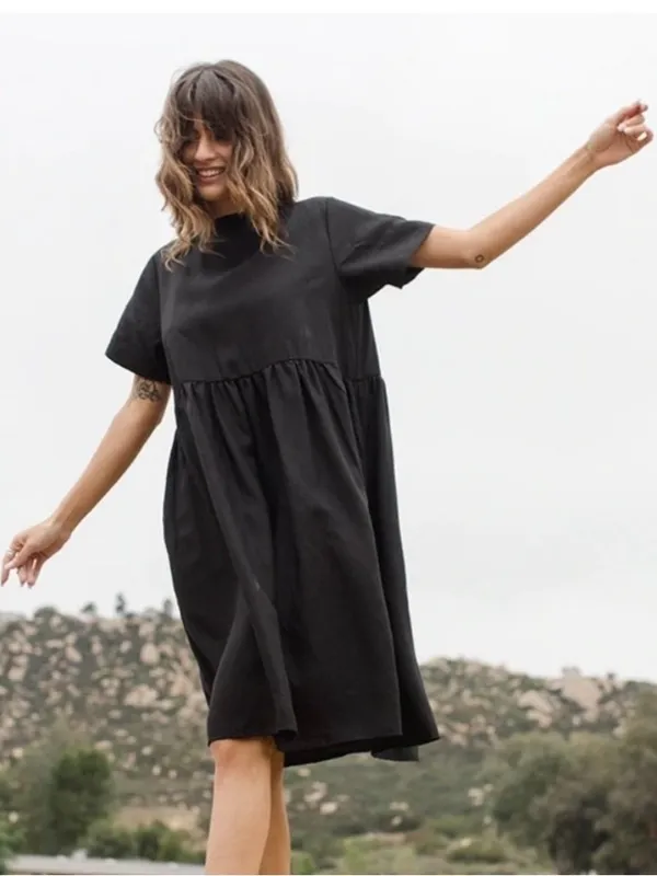 Tradlands Nico Dress Size Small Black Linen Blend Pocket Coastal Grandma Cottage - Image 12