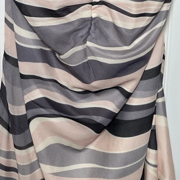 Princess Polly Wavy Abstract Halter Mini Dress Grey Pink Ruched V-Neck US 4 - Image 4