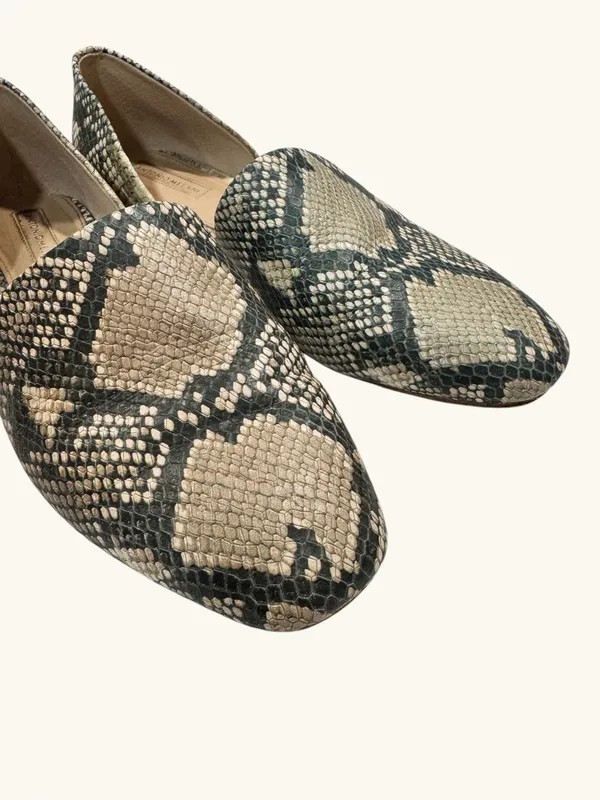 Antonio Melani Leather Snakeskin D'Orsay Flats 8M Python Printed Pointed Slip On - Image 8