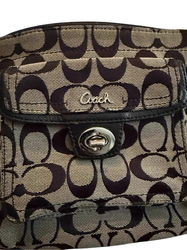 Coach Signature Black & Gray Crossbody Bag - Image 3