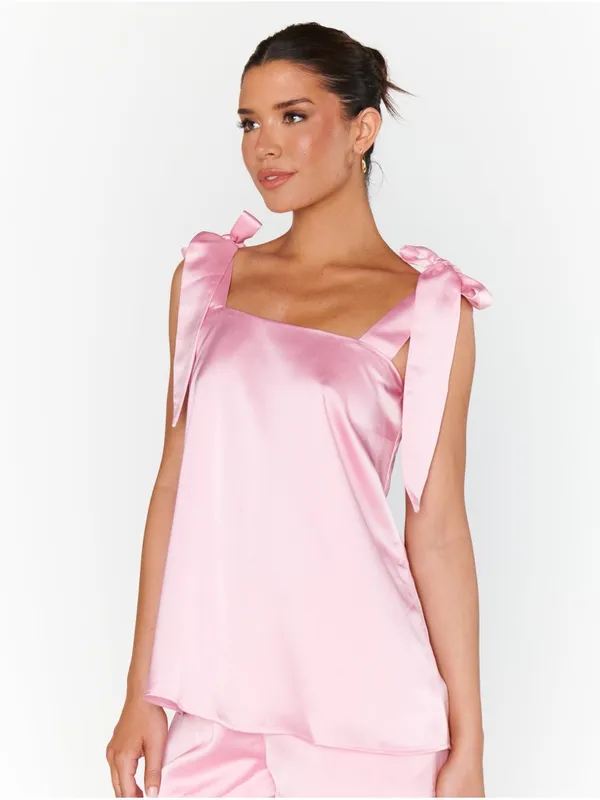 SHOW ME YOUR MUMU Makeup Tank In Light Pink Luxe Satin - Image 4
