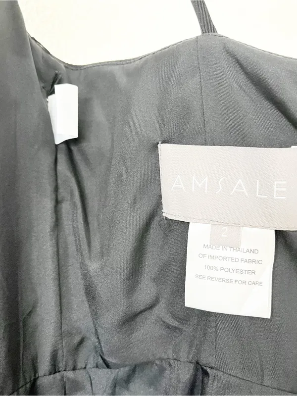 Amsale Lux Classic Black Asymmetrical Trumpet Maxi Gown Dress - Image 9