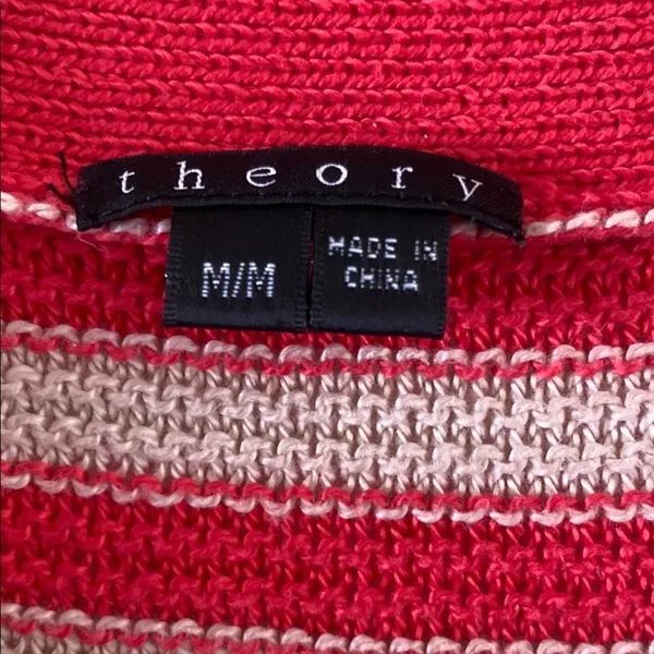 Theory Striped Pink Button-Up‎ Sweater Size M - Image 5
