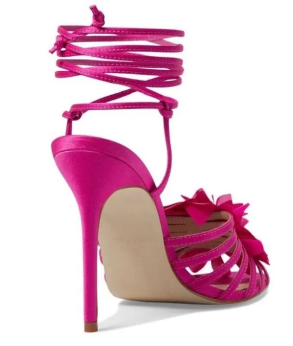 Steve Madden floral ankle wrap stiletto heels pink strappy size 8 - Image 4