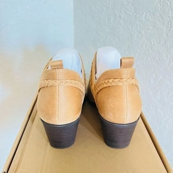 JOURNEE COLLECTION‎ Sophie Braided Strap Bootie, Block Heel, Tan, Size 7, NWT - Image 7