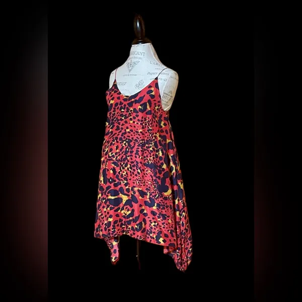 Zimmermann Wanderlust Dip Flare Red Leopard Print Silk Dress Sz 0 Retail $350 - Image 2