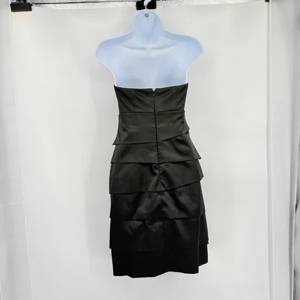 White House Black Market Strapless Satin Dress Sz 0 Y2K HOCO Tiered Cocktail - Image 5