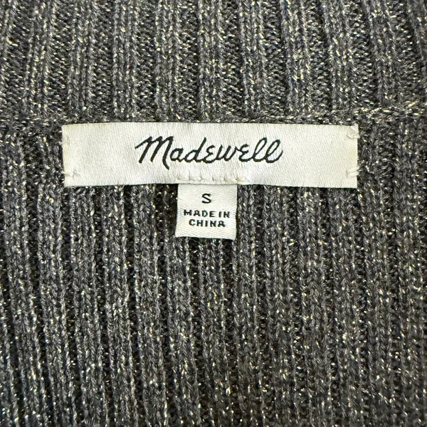 MADEWELL | Mock Neck Rib Knit Gray and Gold Lurex Sweater Dress| Small - Image 4