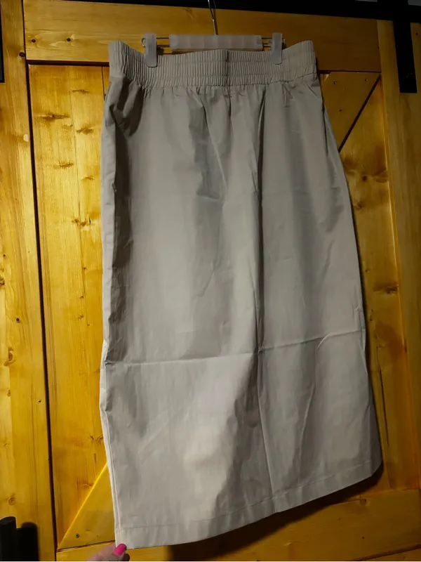 NWOT Abercrombie &‎ Fitch Cargo Utility Midi Skirt L Tall Tan Zip Front - Image 9