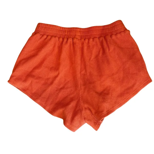 Eleven Eleven Thermal Shorts Waffle Knit Orange Elastic Waist Lounge Medium - Image 4