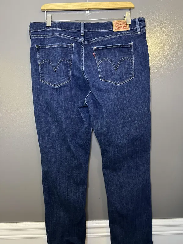 Levis Classic Straight Jeans Womens 14S Blue Dark Wash Stretch Denim Pants - Image 4