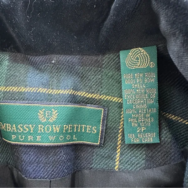 Embassy Row 2P VTG pure wool Plaid Tartan oxford timeless blazer - Image 3