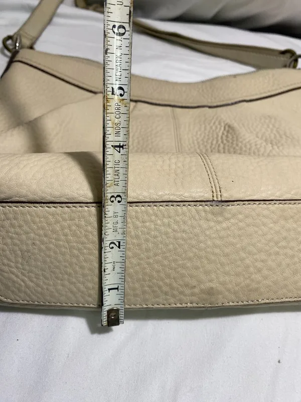 Coach Pebbled Leather Shoulder Bag Cream Ivory Pink Lined Hobo Purse F15064 - Image 3