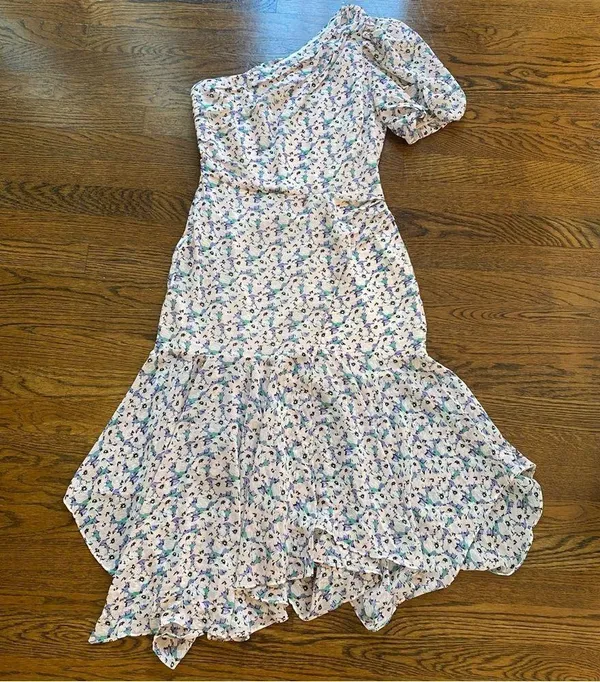 ASTR the Label Santorini purple Floral One Shoulder Midi Dress Size small nwot - Image 2
