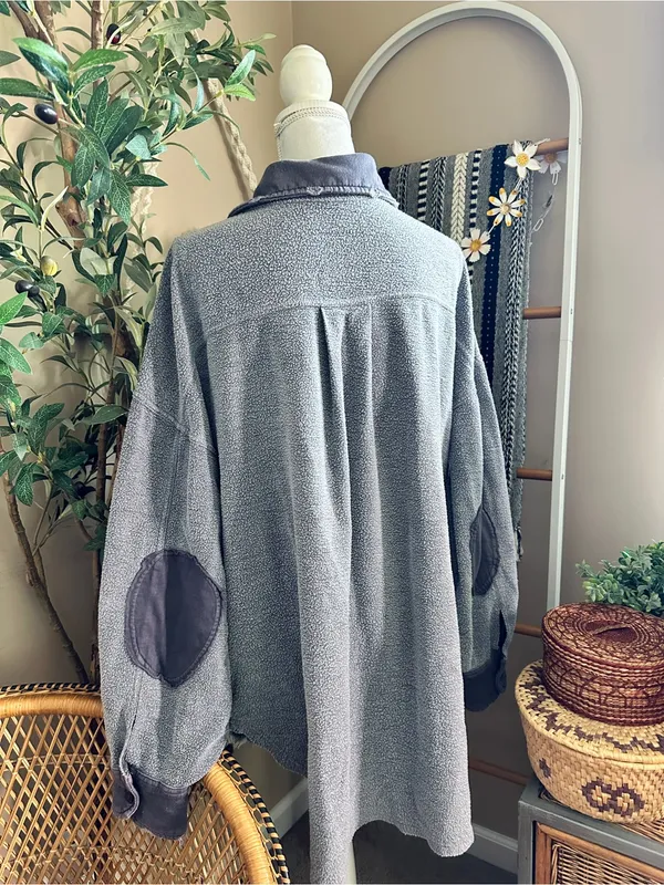 Free People Ruby Distressed Oversized Jacket Gray Large - Image 11