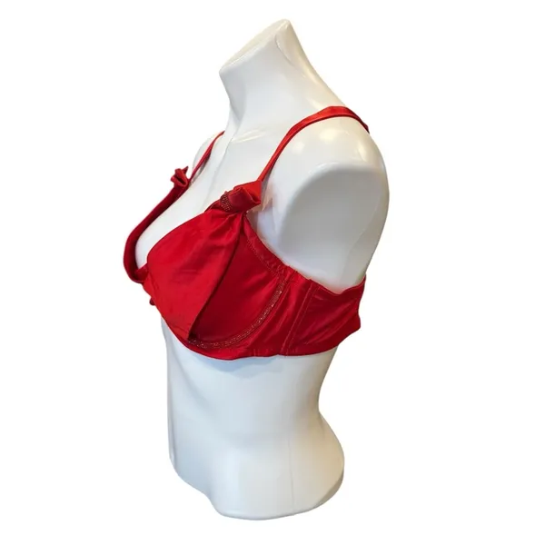 VICTORIA’S SECRET Dream Angels Wicked Satin Peek A Boo Cup Bra Red Crystal XL - Image 7