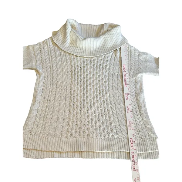 American Eagle Cable Knit Cowl Neck Sweater Cream‎ Ivory Chunky Cozy Size Medium - Image 4
