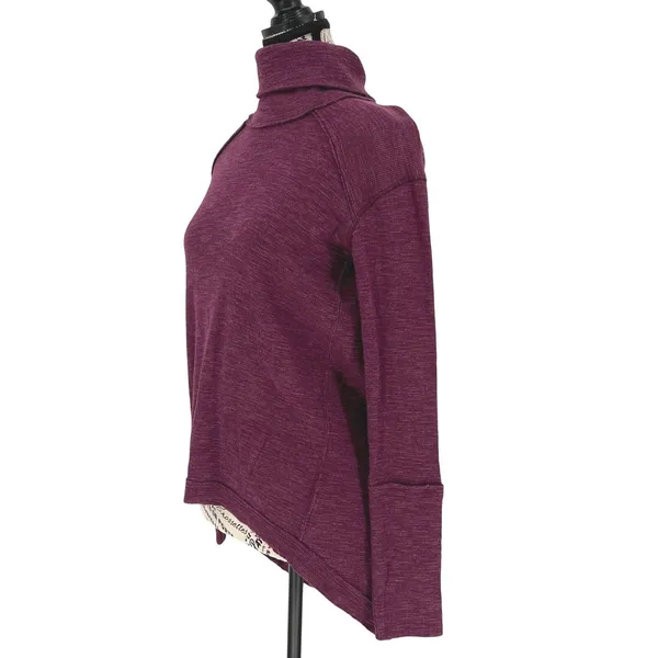 We The Free Free People Split Back Turtleneck High Low Top‎ Purple XS - Image 4