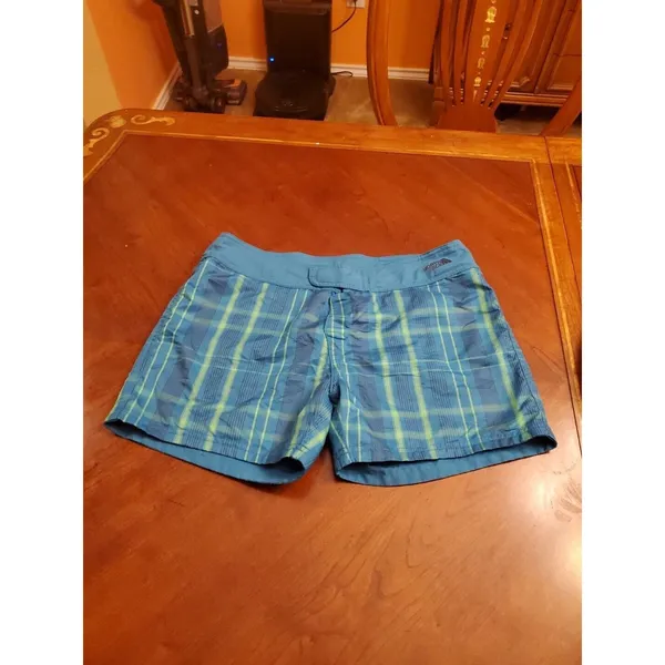 The North Face Shorts Women Size 6 Swim Board Shorts Blue/Green Plaid - Image 2