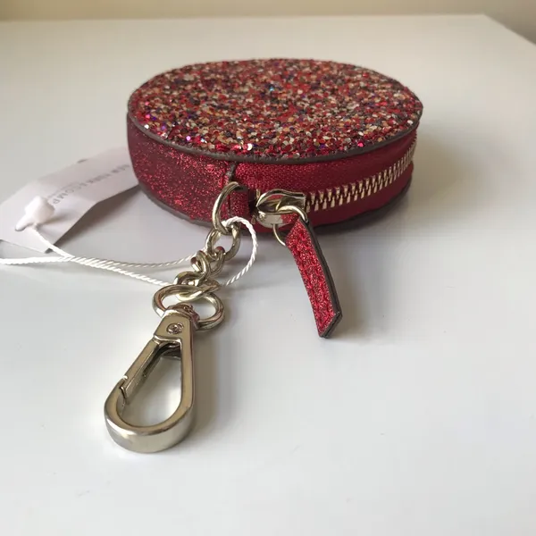 New York & Company Glitter Round Zipper Pouch Bag Charm Key Chain, NWT - Image 6