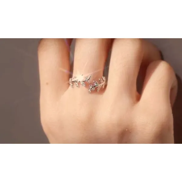 Boutique Sparkly 5a Cz‎ Leaf Ring | White Gold Plated Sterling Silver - Image 16