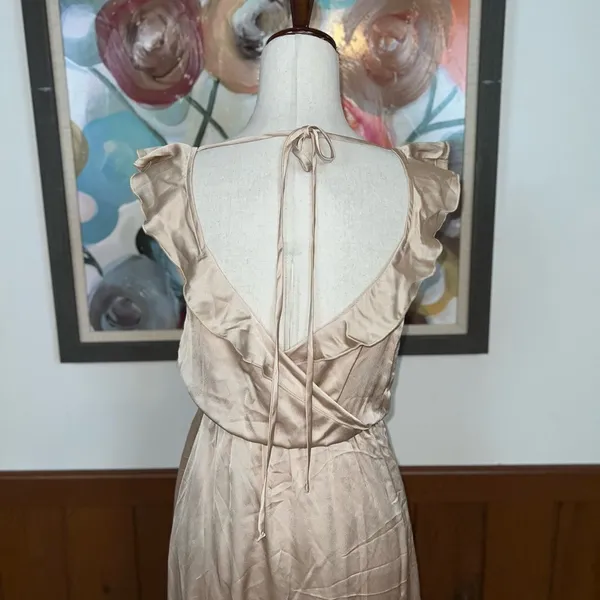 Elegant New Show Me Your Mumu Samantha Luxe Satin Ruffle Dress! - Image 7