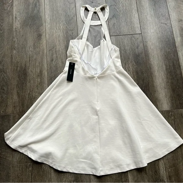NWT Lulu's White Mesh Light and Grace Halter Skater Dress Size Medium - Image 12
