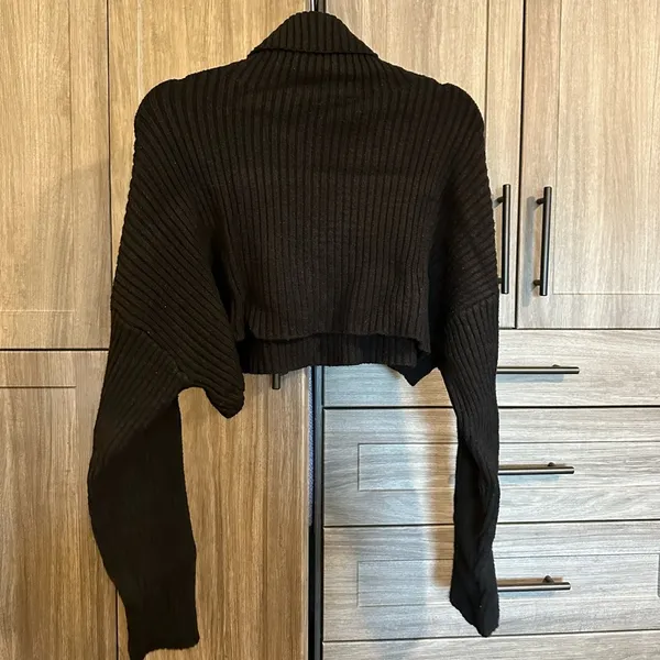 ZARA Cropped Rib Knit Sweater - Image 2