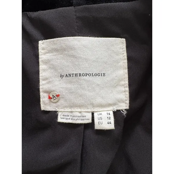 Anthropologie Black Velvet Cropped One Button Closure Jacket - Image 6
