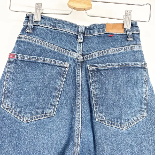 Urban Outfitters BDG Womens A-Wide High Rise Raw Hem‎ Wide Barrel Leg Blue Denim Jeans Size 24 - Image 6
